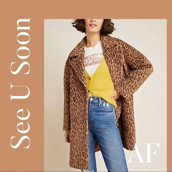 ANTHROPOLOGIE SEE U SOON LEOPARD PRINT FAUX FUR - Picture 1 of 11